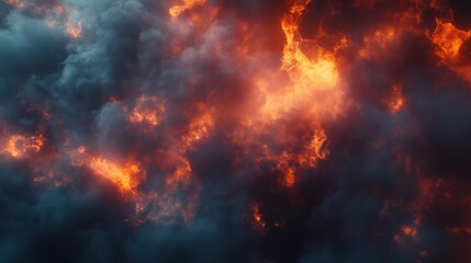 Fototapeta premium Dramatic Flames Amidst Dark Clouds
