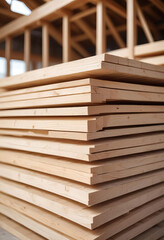 Fototapeta premium Wooden planks in construction site