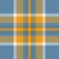 Checks texture pattern seamless, cozy background vector textile. Blanket tartan fabric check plaid in amber and cyan colors.