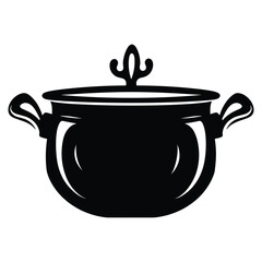 Cauldron silhouette vector.