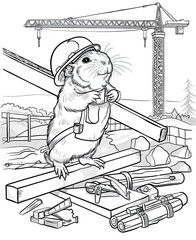 Beautiful Guinea Pig Coloring Page, Rodent Colouring Design for Your Corporate Books and Business Graphic Resource or Creative Project, Ai Generative