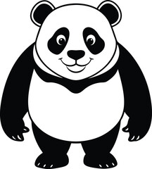 Cute panda silhouette vector illustration isolated on white background.