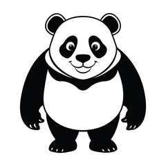 Cute panda silhouette vector illustration isolated on white background.