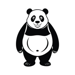 Cute panda silhouette vector illustration isolated on white background.