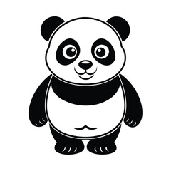 Cute panda silhouette vector illustration isolated on white background.