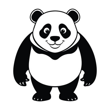 recommend clip art: Cute panda silhouette vector illustration isolated on white background.