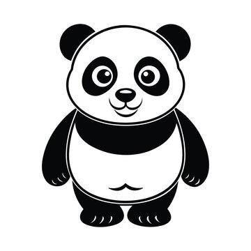 recommend clip art: Cute panda silhouette vector illustration isolated on white background.