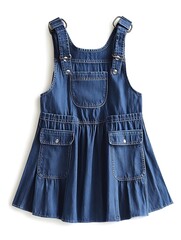 Blue Denim Overalls for Girls - Front View.