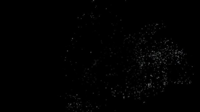 soap bubble pop burst explosion over dark black screen, with 4k colorful motion background, ready for compositing, isolated on black
