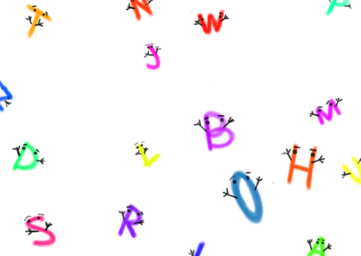 Background pattern flying letters in the style of a child's drawing