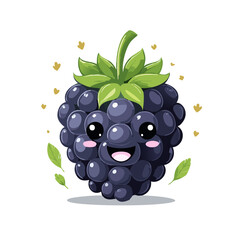 Blackberry Cute Cartoon Fruit Fresh Animation Kawaii Healthy Character
