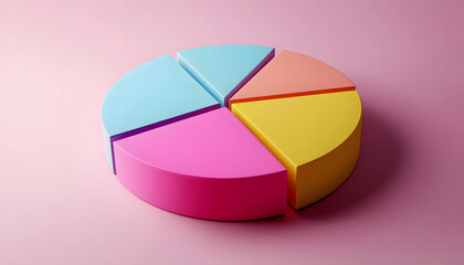 Obraz premium Colorful 3D pie chart on a solid pastel background