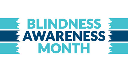 Blindness Awareness Month text with side lines on a White background. Which is observed every year in October to wish Blindness Awareness Month.