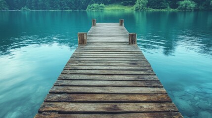 Fototapeta premium Wooden Pier on Serene Lake