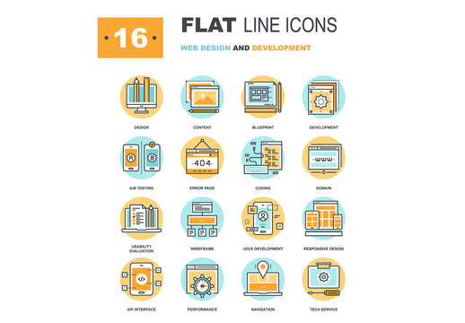 Abstract vector collection of flat line web design and development icons. Elements for mobile and web applications.