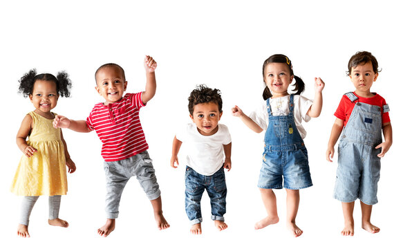 Cute diverse toddlers png sticker, transparent background