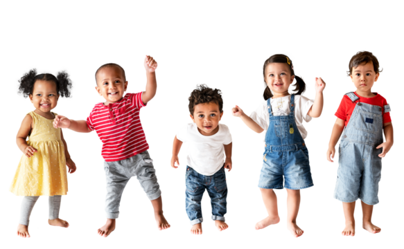 Cute diverse toddlers png sticker, transparent background