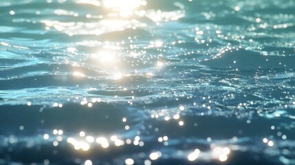 An artistic 3D illustration of a sparkling water bottom, enhanced by delicate light effects and a serene color palette