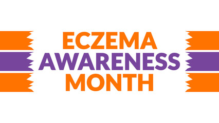 Eczema Awareness Month text with side lines on a White background.
