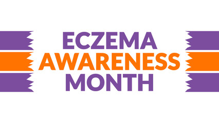 Eczema Awareness Month text with side lines on a White background. Which is observed every year in October to wish Eczema Awareness Month.