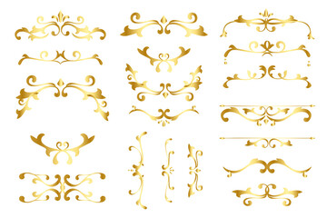 Luxurious ornaments gold png flourish frame collection
