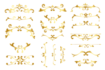 Luxurious ornaments gold png flourish frame collection