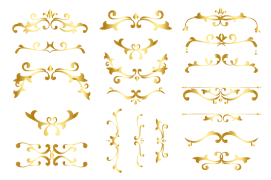Luxurious ornaments gold png flourish frame collection - Powered by Adobe