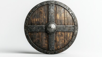 Fototapeta premium Medieval Wooden Shield with Metal Reinforcement