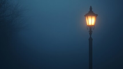 Charming Street Lamp Shrouded in Dense Fog Captured in Photorealistic Detail