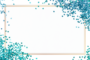 Shiny gold border png festive blue glitter frame