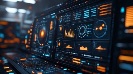 Naklejka premium High-Tech Data Interface with Futuristic Design for Analytics