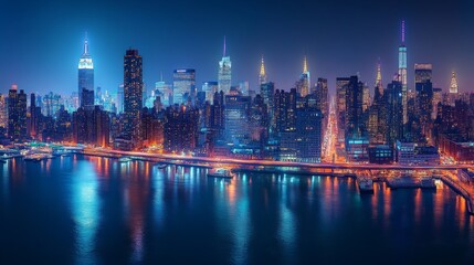 Fototapeta premium New York City Skyline at Night