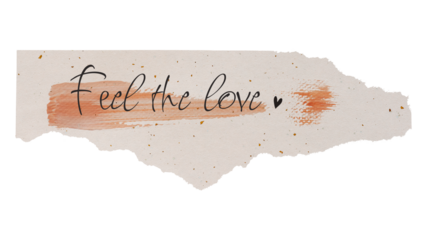 PNG feel the love, DIY torn paper craft clipart in transparent background