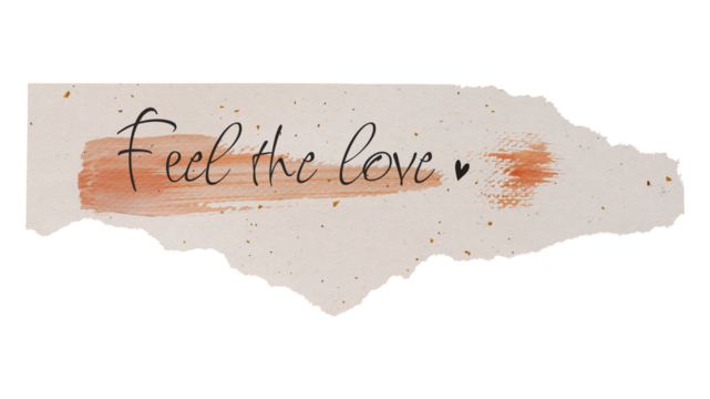 PNG feel the love, DIY torn paper craft clipart in transparent background