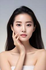 Elegant Portrait of a Confident Asian Woman, Show off naturally beautiful skin.