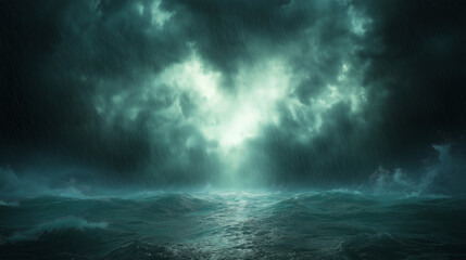 Obraz premium Stormy sea waves, Thunderstorm background