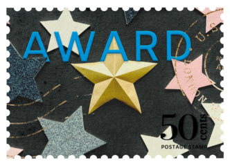 Award png post stamp sticker, aesthetic stationery, transparent background