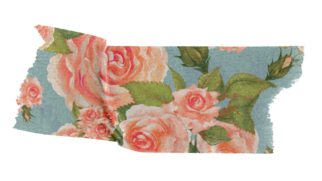 PNG rose pattern washi tape, stationery collage element, transparent background - Powered by Adobe