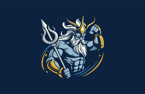 Poseidon logo vector icon illustration