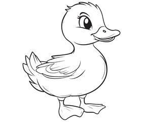 Duck and ducklings, Outline baby duck, Cute baby duck vector