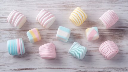 Obraz premium 8 whole marshmallows on light wood