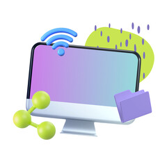 Cute 3D computer png sticker, transparent background