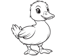 Duck and ducklings, Outline baby duck, Cute baby duck vector