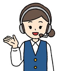 ガッツポーズをするコールセンターの女性