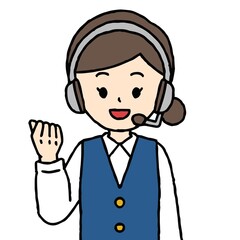 ガッツポーズをするコールセンターの女性