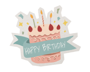 Birthday cake png  sticker, paper cut on transparent background