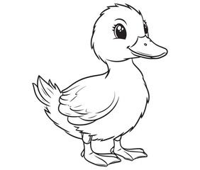 Duck and ducklings, Outline baby duck, Cute baby duck vector