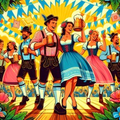 Obraz premium Oktoberfest, abstract background illustration. Тemplate for logo design, poster, banner.