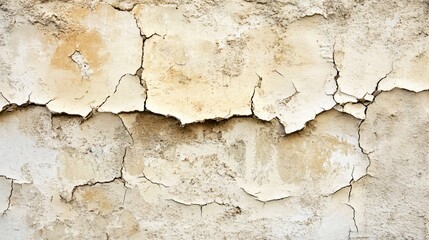 Obraz premium Close-up of a cracked and weathered wall with peeling paint.