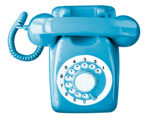 Blue png rotary telephone sticker, retro image, transparent background